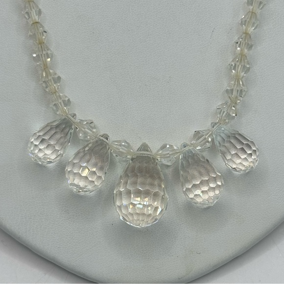 Vintage MCM briolette sparkling crystal glass necklace bicone aurora Borealis - Picture 3 of 13
